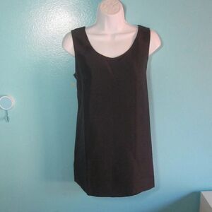 Lizden 100% Silk Tank  Marked Sz S Fits Like M  Black Oversized Sleeveless Tunic